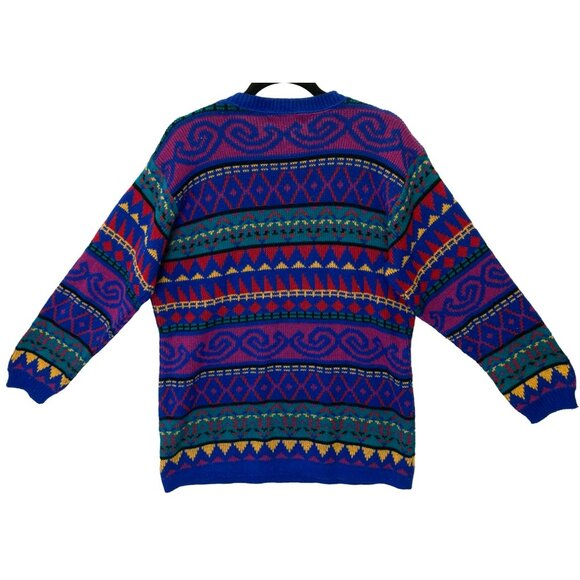 Vintage Coogi Style Geometric Memphis 80s Hip Hop Womens Alfred Dunner Sweater - Picture 7 of 7